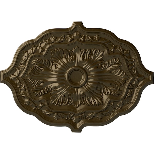 Ekena Millwork Pesaro Ceiling Medallion, Hand-Painted Brass, 36"W x 26"H x 1 1/2"P CM36X26PEBRS - main